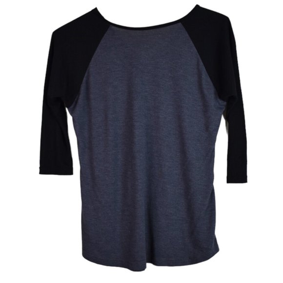 Guns N Roses Shirt L Womens Graphic Print Baseball Tee Gray 3/4 Sleeve V Neck - Picture 5 of 6